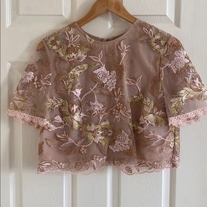 Cropped embroidered top